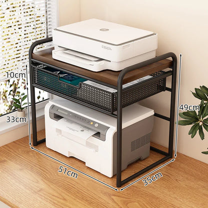 Office Printer Stand & Desktop Organizer – Foldable Multifunctional Shelf for Copier, Files & Space-Saving Storage