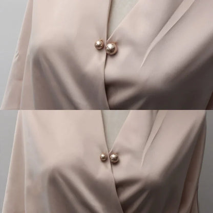 Double Pearl Brooch Pins: Women's Fashion Tightening Waistband Metal Lapel Pin for Sweaters, Shirts, and Cardigans