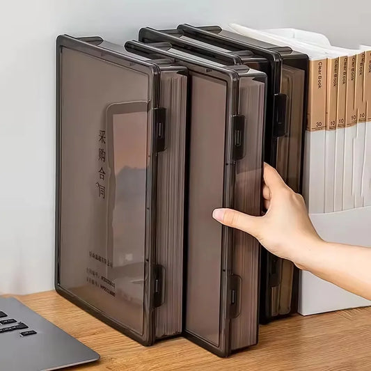 A4 Dustproof Document Organizer Box – Black Transparent File Storage Container for Certificates and Easy Organization