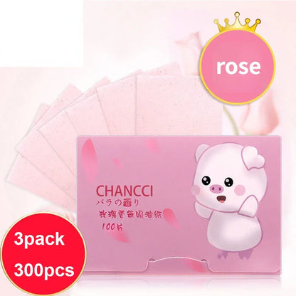 100/300PCS or 6 Packs Portable Facial Oil Blotting Papers – Oil Control & Face Cleansing Wipes