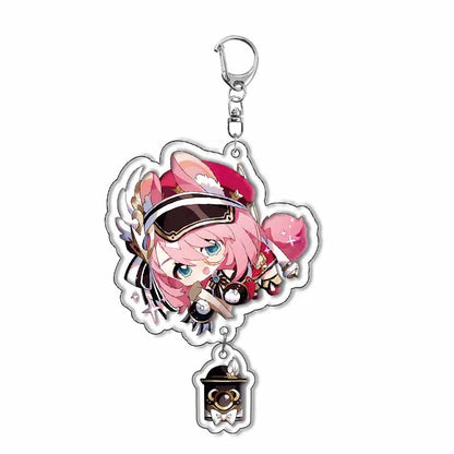 Genshin Impact Anime Keychain – Fontaine & Natlan Characters Sigewinne, Charlotte, Navia, Neuvillette & Clorinde Freminet