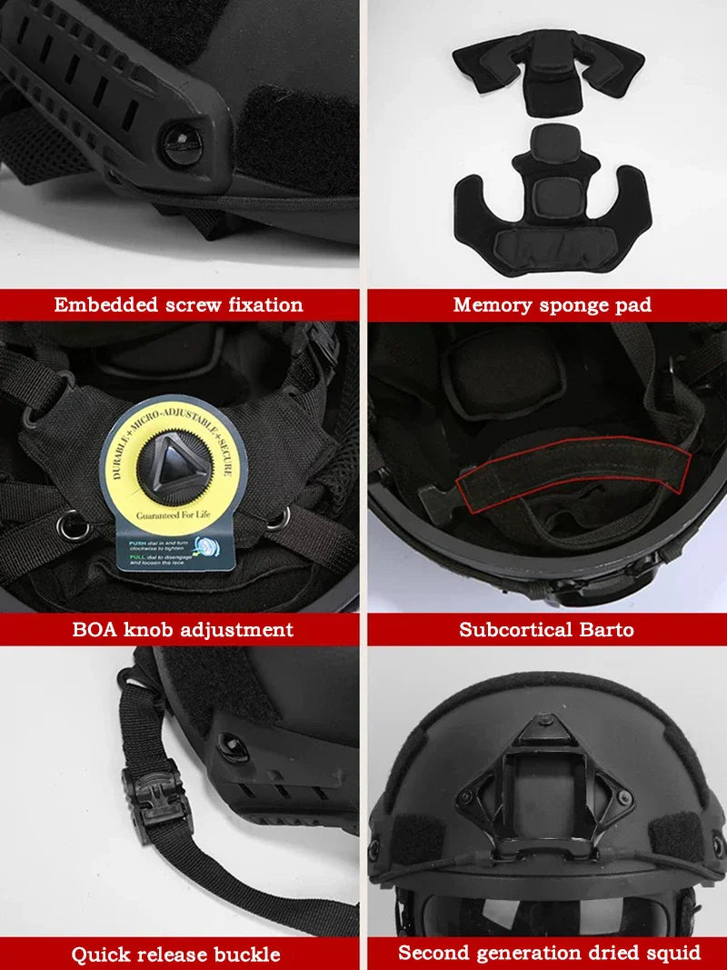 FAST Tactical Kevlar Helmet – High-Quality Suspended Pad Helmet for Outdoor, Hunting & Military Use