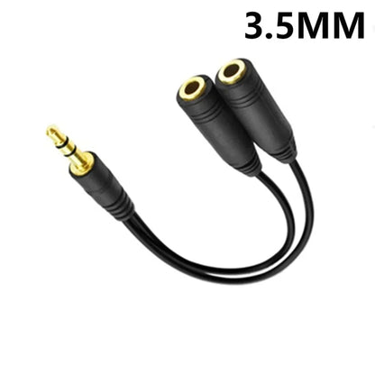 Dual Female 3.5mm Audio Y Splitter Cable 1 Male to 2 Female Adapter for Earphones Headphones MP3 MP4