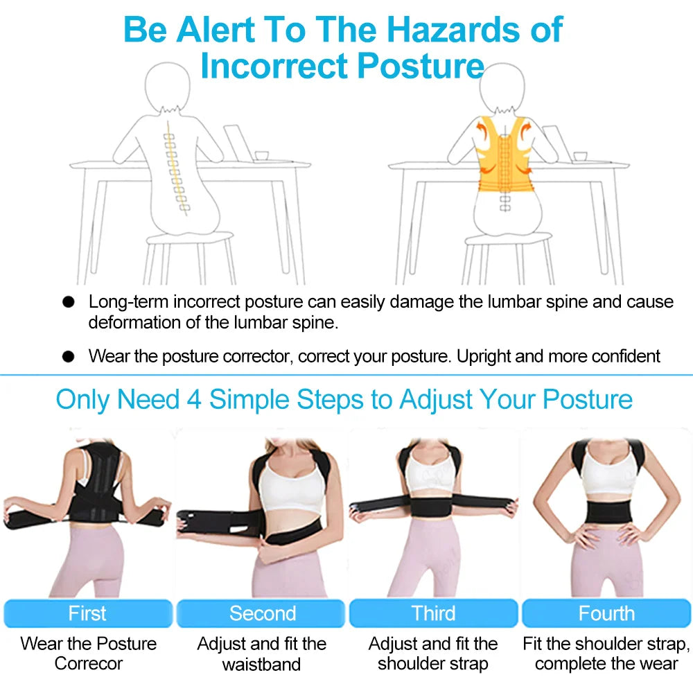 Back Posture Corrector Brace — Shoulder Support Belt for Upper & Lower Back Pain Relief | Spine & Clavicle Posture Vest