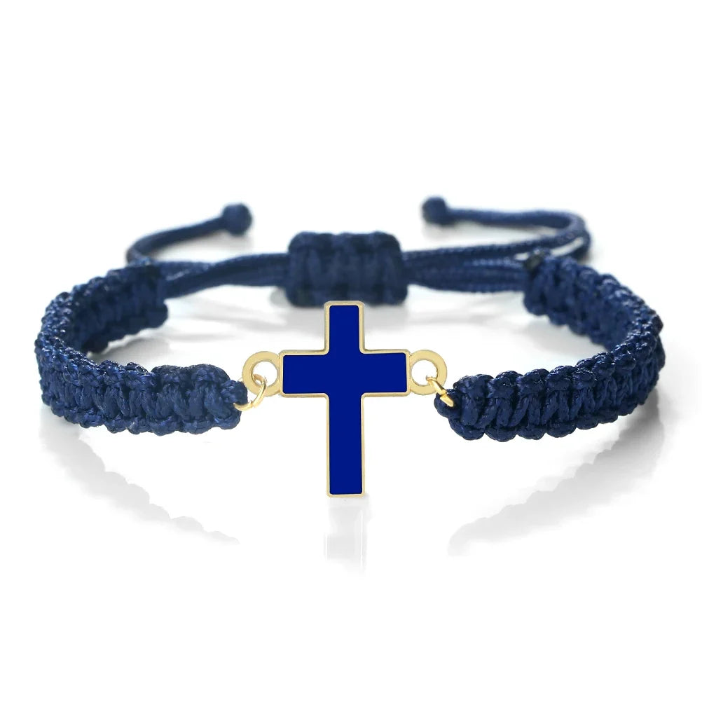 Jesus Cross Braided Bracelet - Handmade Christian Faith Friendship Bangle Jewelry Gift for Women & Men