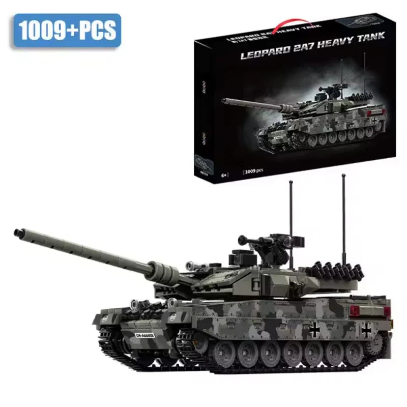Military Tank Building Blocks Set - Leopard 2A7 Heavy Tank Model Bricks Toy for Boys, Adults & Christmas Gifts