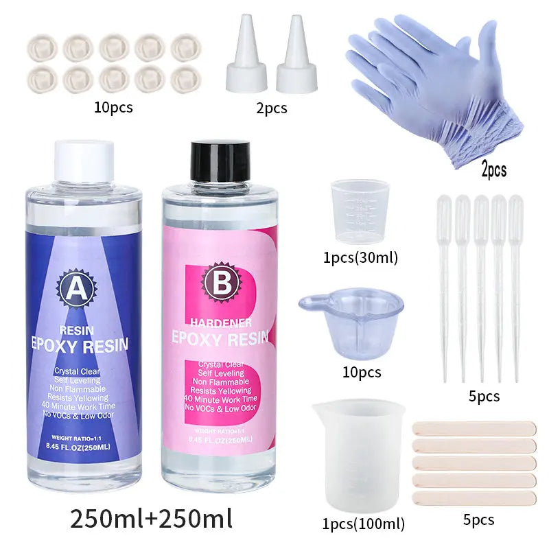 1:1 Crystal Clear Epoxy Resin Kit - High Gloss Bubble Free Art Resin for DIY Casting Coating & Jewelry Making