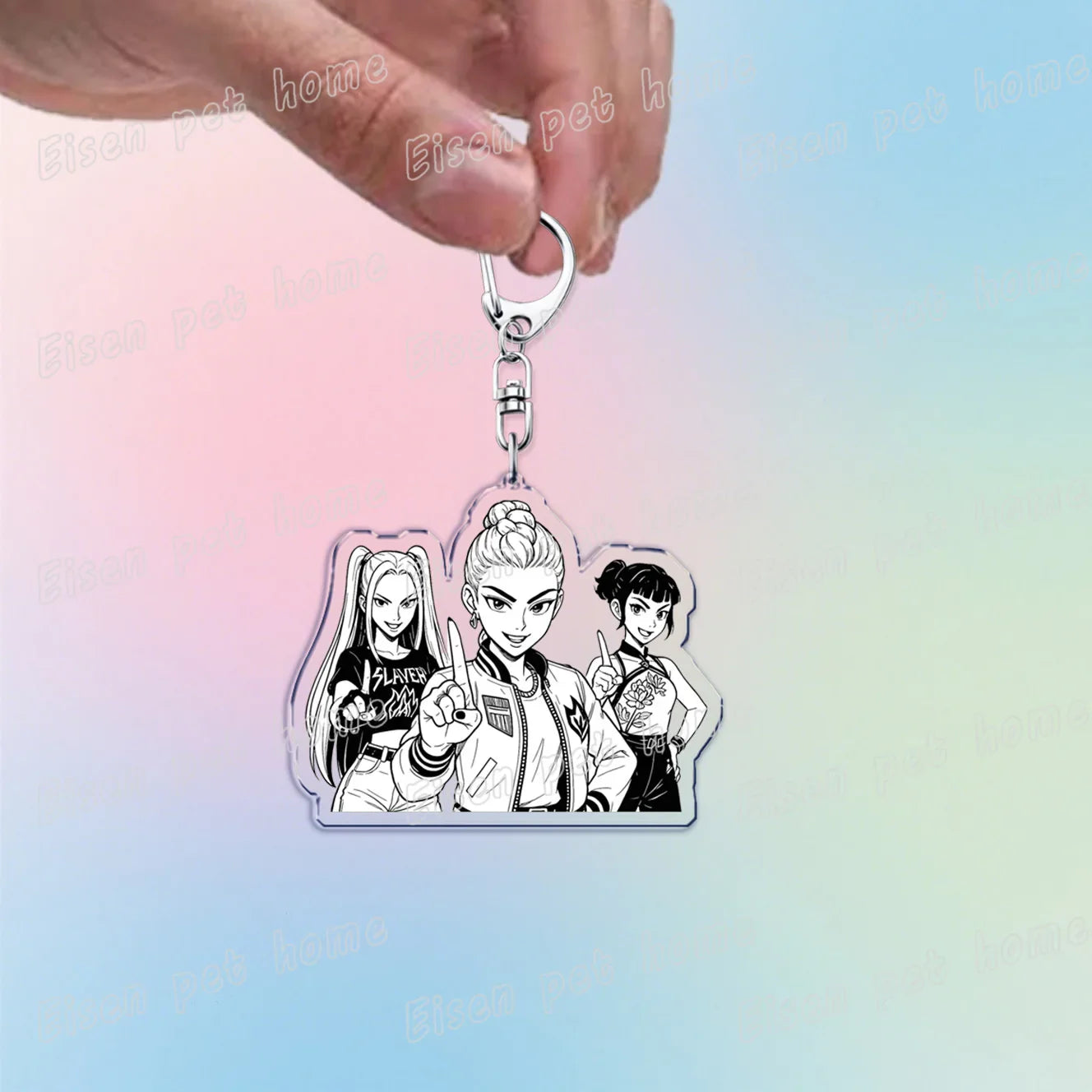 Kpop Demon Hunters Huntrix Saja Boys Keychain Bag Charm Rumi Zoey Jinu Ramen Keyring Fans Gift