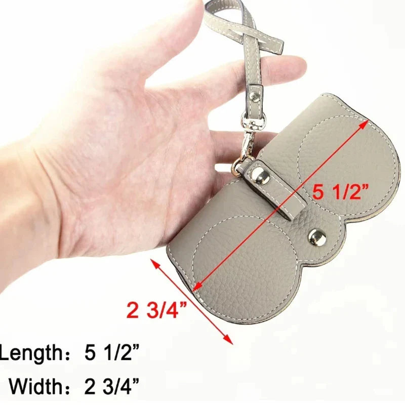 New PU Sunglasses Bag | Portable Eyeglass Case | Cute Protection Cover | Simple Eyeglass Clip Pendant