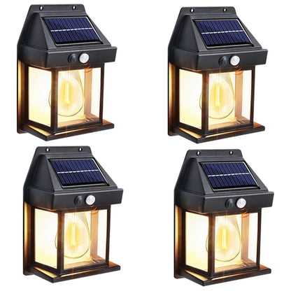 Solar Motion Sensor Wall Light - Waterproof Outdoor LED Garden Yard Lamp with 3 Lighting Modes
