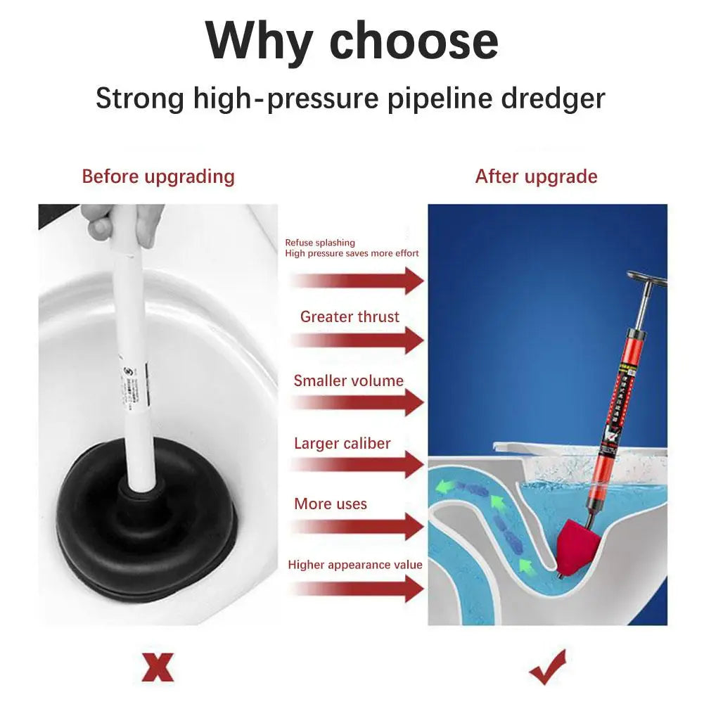 High Pressure Toilet Pipe Plunger – Silicone One-Shot Sewer Dredging Tool for Quick Unblocking