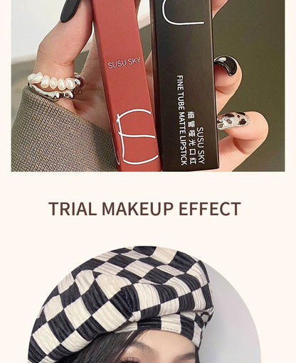 TX010 Thin Tube Matte Lipstick – Waterproof, Sweatproof, Long-Lasting Lip & Cheek Makeup