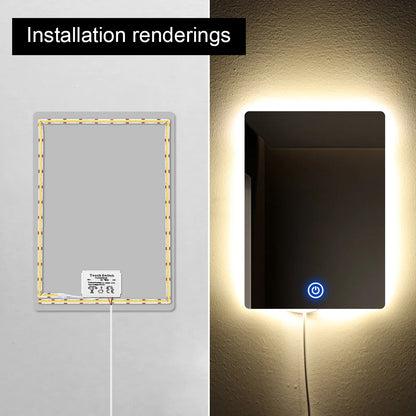 Dimmable Home Lighting Touch Switch - 12V Bathroom Smart Mirror Touch Sensor Control Switch - CCT Adjustable, Compatible with 1-5mm Glass
