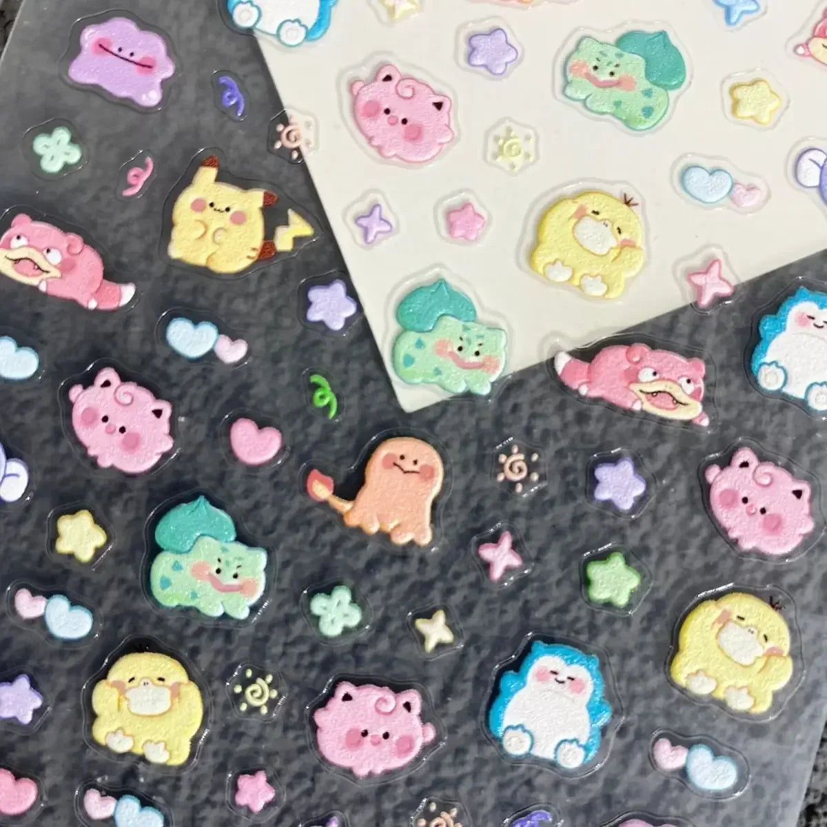 Pokemon Pikachu 5D Nail Stickers - Embossed Nail Art Decals for DIY Phone Case Decor Birthday Kids Gift