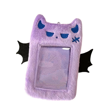 Kawaii Devil Plush Card Holder - Cute Visible ID, Bank, Credit & Bus Card Sleeve