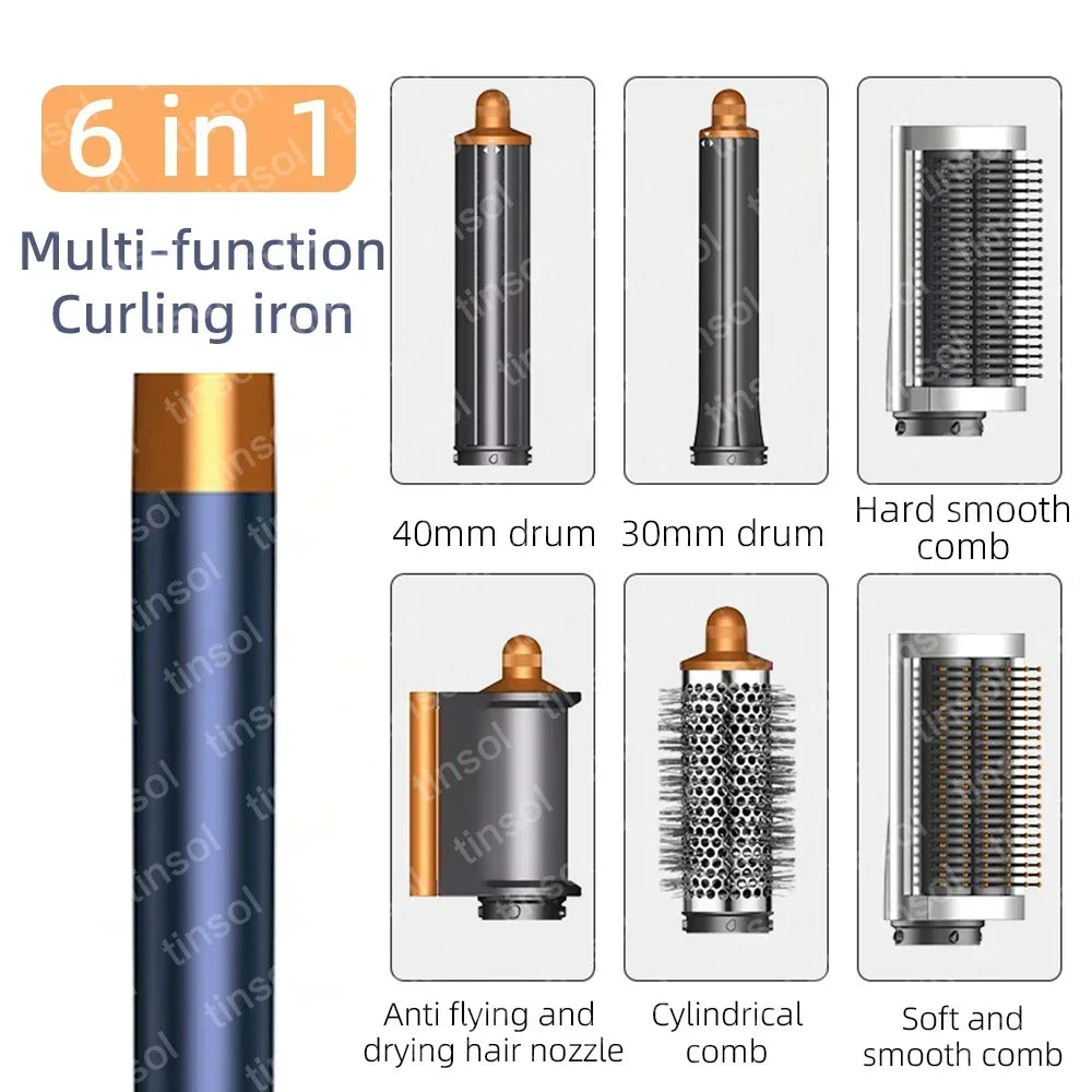 6-in-1 Multi-Function Hair Dryer & Hot Air Comb – Curling Iron & Straightener Styling Kit for Salon-Quality Results at Home