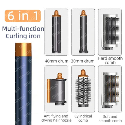 6-in-1 Multi-Function Hair Dryer & Hot Air Comb – Curling Iron & Straightener Styling Kit for Salon-Quality Results at Home