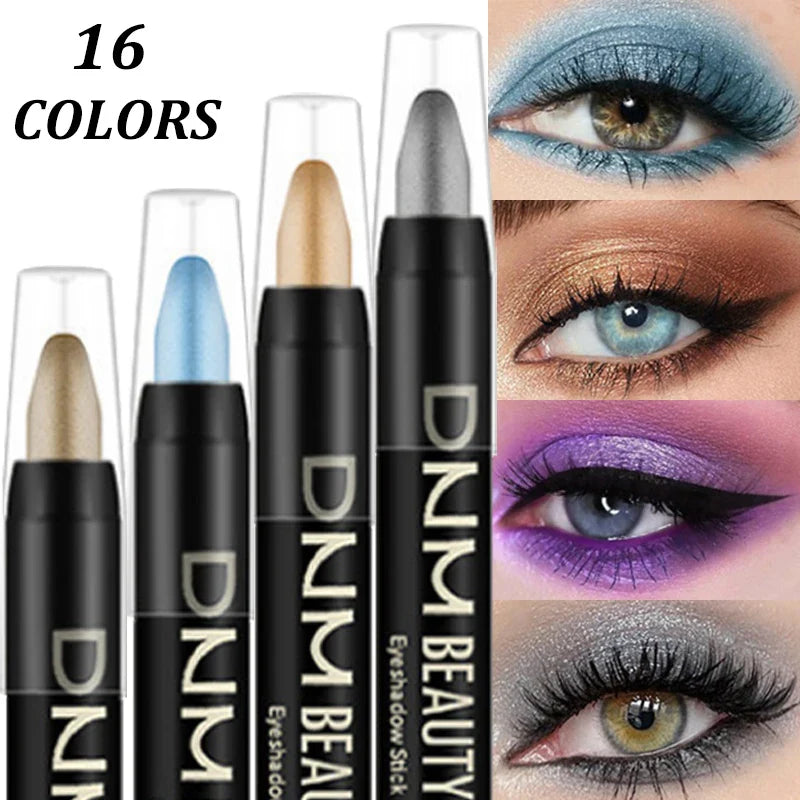 16-Color Pearlescent Eyeshadow Sticks – High Pigment Waterproof Glitter Eye Makeup Pencil, Long-Lasting & Smudge-Proof