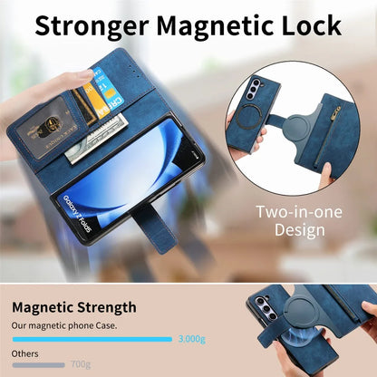 2-in-1 Detachable Leather Wallet Case for Samsung Galaxy Z Fold 6/5/4/3 – Zipper Card Slot Cover 5G Compatible