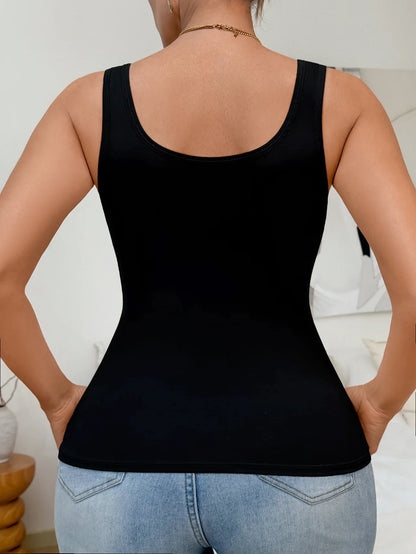 Women's Wireless Tank Top with Built-In Bra - Solid Color Sleeveless Casual Camisole