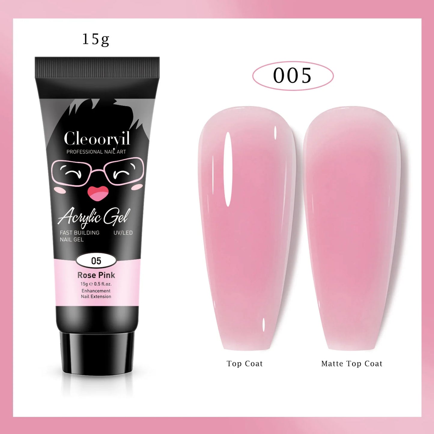 15ml Solid Nail Extension Gel – Poly Acrylic Crystal Gel in Naked Color, UV/LED Quick Build & Nail Extension Polish