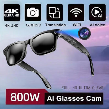 800W AI Smart Camera Glasses for Men – Color-Changing Smart Sunglasses with Translation, Photo & Video Recording, Waterproof Call Eyewear