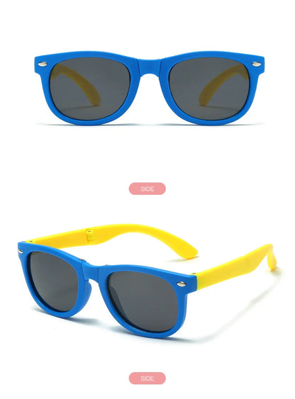 WarBlade Foldable Kids Sunglasses – Polarized UV400 Flexible Square Shades for Boys & Girls