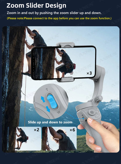 3 Axis Handheld Gimbal Stabilizer with Fill Light – Smartphone Stabilizer for iPhone & Android, Face Tracking, TikTok, Vlog – HQ6