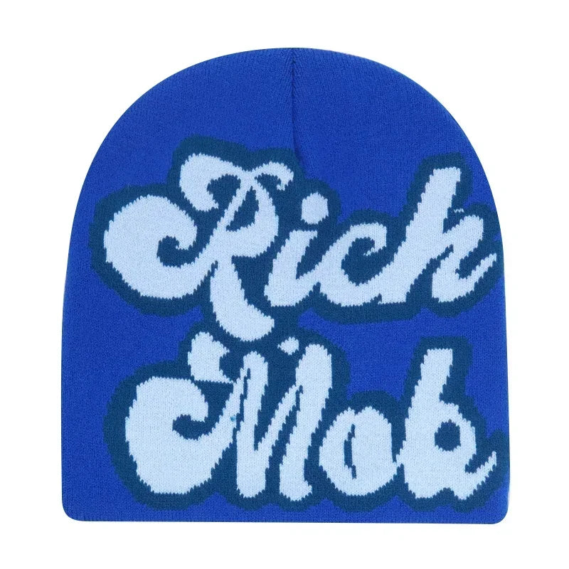 Y2K Letter Knitted Beanie Cap – Unisex Winter Autumn Warm Ski Skullcap, Hip Hop Streetwear Ear Cover Hat for Men & Women