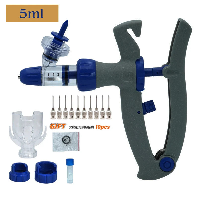 Automatic Veterinary Syringe 1ml/2ml/5ml — Adjustable Continuous Injection for Livestock, Pigs, Cattle, Sheep
