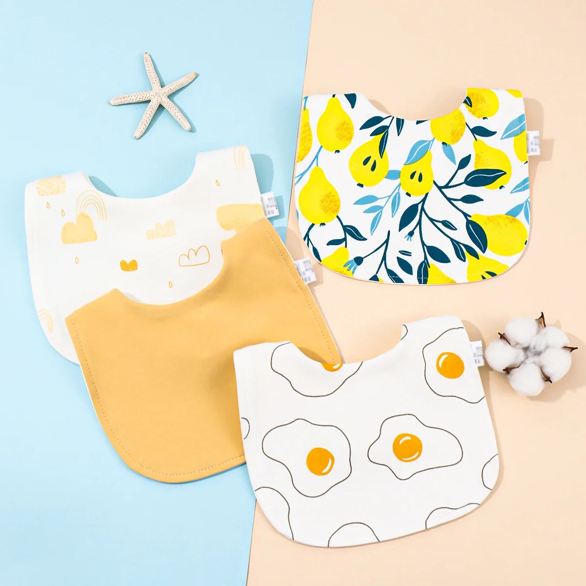Cotton Baby Bib Set - Adjustable Soft Infant Feeding Bibs Burp Cloths Bandana Scarf for Boys & Girls