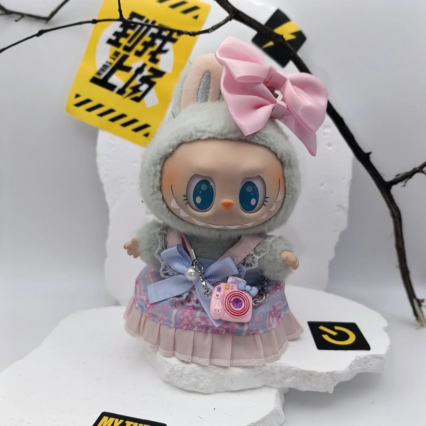 17cm Labubu POP MART Blind Box Doll Clothes – Cute Princess Dress with Suspenders Skirt (Clothes Only)