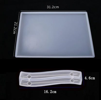 Large Rectangle Resin Tray Silicone Mold - DIY Epoxy Tea Plate Coaster Craft Making Mold