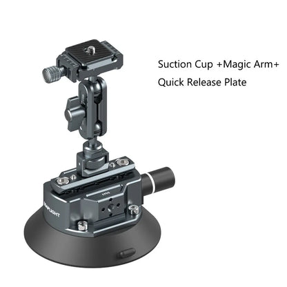 Hand Pump Suction Cup Camera Mount – 360° Adjustable Holder with NATO Clamp for GoPro, Insta360, DSLR & Action Cameras (1/4" & 3/8")