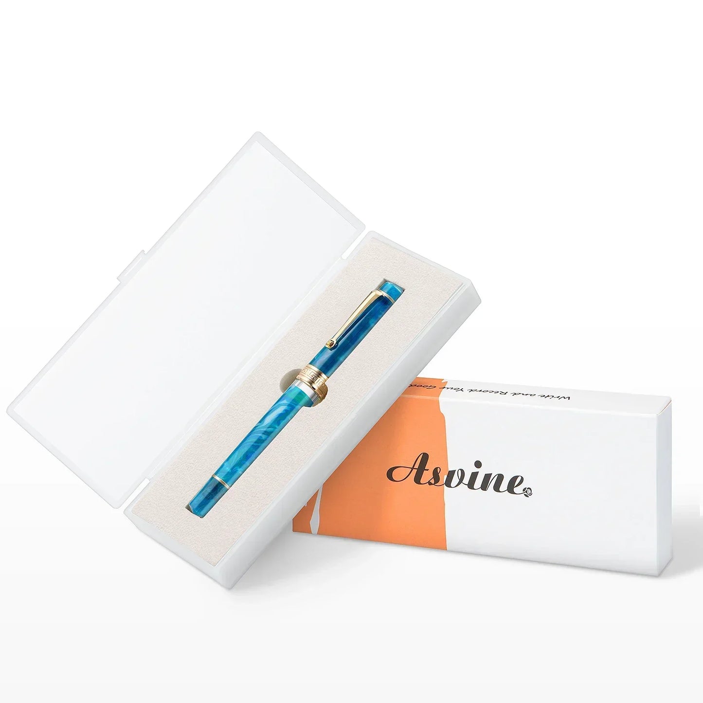 Asvine P20 Piston Filling Fountain Pen – Acrylic with Beautiful Patterns, EF/F/M Nib, Golden Clip, Smooth Writing Office Gift Pen