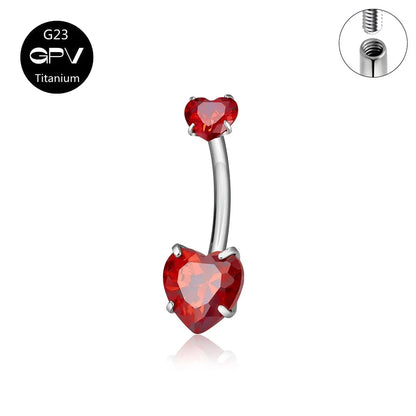 G23 Titanium Double-Head Navel Ring - Fashionable Love Design Belly Button Jewelry