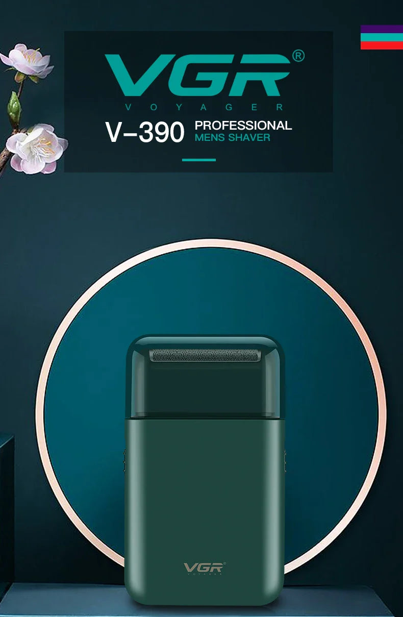 VGR V-390 Electric Shaver – Professional Beard Trimmer & Portable Mini Razor, USB Rechargeable 2-Blade Shaving for Men