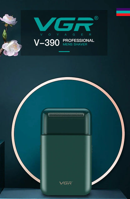VGR V-390 Electric Shaver – Professional Beard Trimmer & Portable Mini Razor, USB Rechargeable 2-Blade Shaving for Men