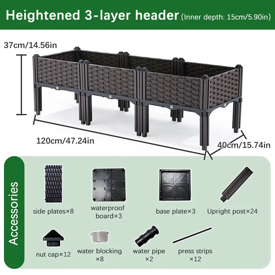 Large Plastic Flower Pot Box – Indoor & Outdoor Planting Container for Vegetables and Garden Decoration