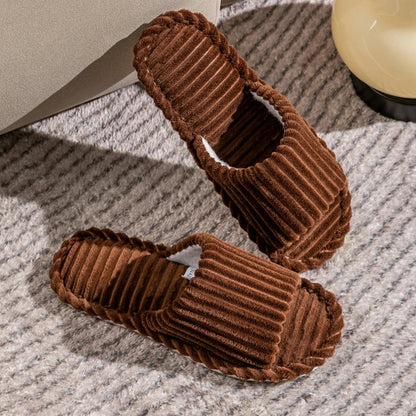 Men’s Open-Toe Flat House Slippers – Lightweight Breathable Indoor Bedroom Quiet Comfort Slides for All-Season Use