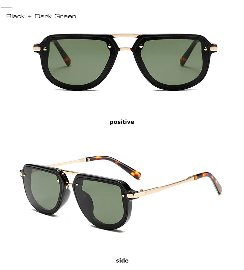 SHAUNA Retro Oval Sunglasses – Luxury Punk UV400 Shades for Women & Men