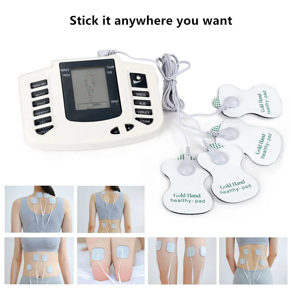 Full Body EMS Muscle Stimulator — Digital TENS Acupuncture Massager with 16 Pads and Meridian Therapy Set