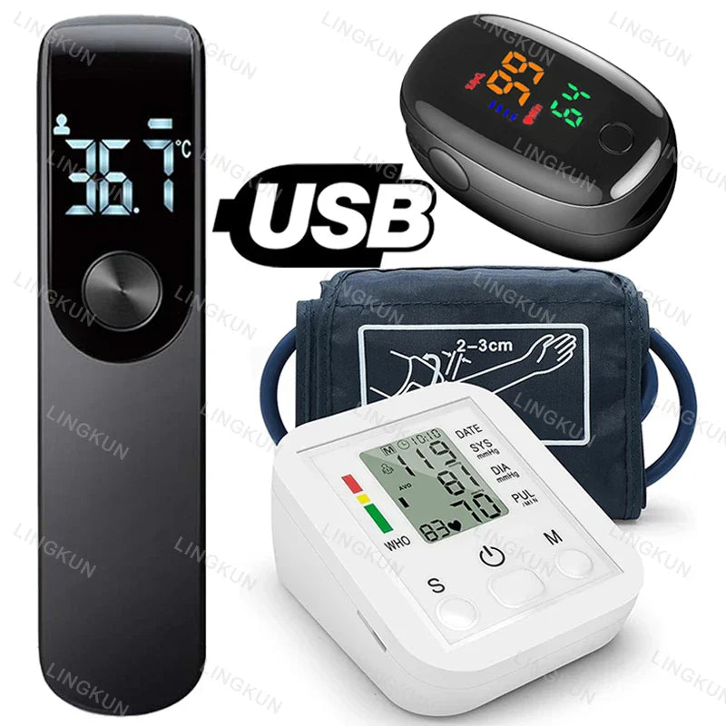 Automatic Tonometer Arm Blood Pressure Monitor – Digital BP Equipment with LED Display and Pressure Sensor Cuff