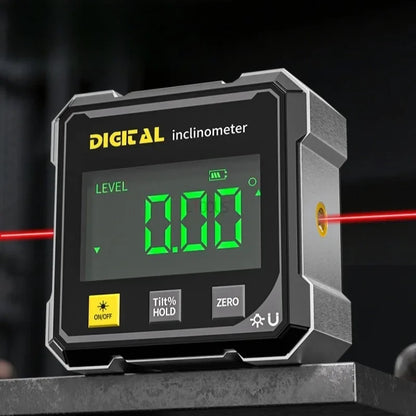 Pocket Digital Level Protractor — Professional 360° Magnetic Inclinometer with Digital Display & Laser Angle Gauge