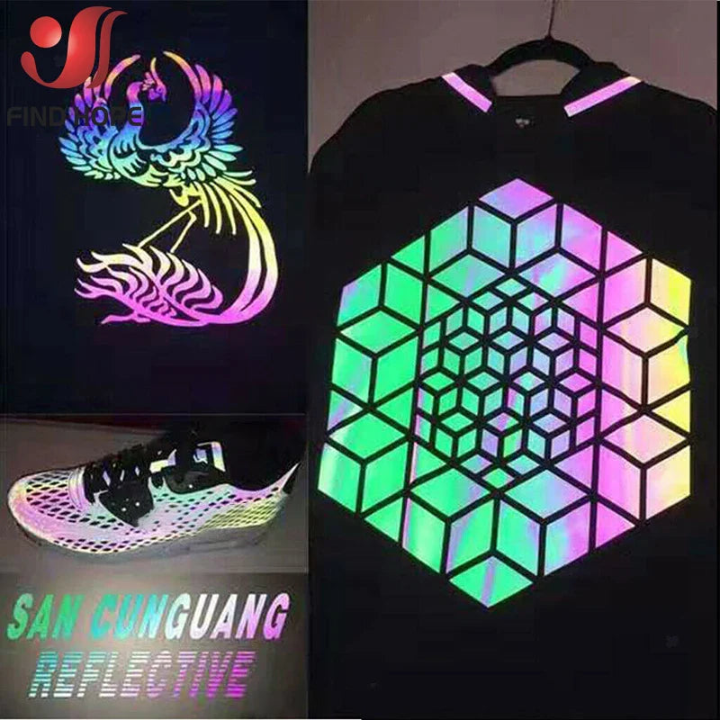 7.8x19in Reflective Heat Transfer Vinyl - Iron-On HTV Sheet for T-Shirts, DIY Patterns, Letters for Clothes and Bags