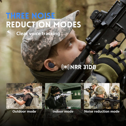 ARM NEXT E30 Tactical Bluetooth Headset – Electronic Noise-Cancelling Earplugs NRR27dB for Shooting