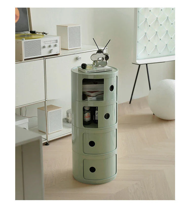 Nordic Round Bedside Table – Mini 2/3/4/5 Layer Cute Storage Cabinet, Creative Living Room & Bedroom Furniture
