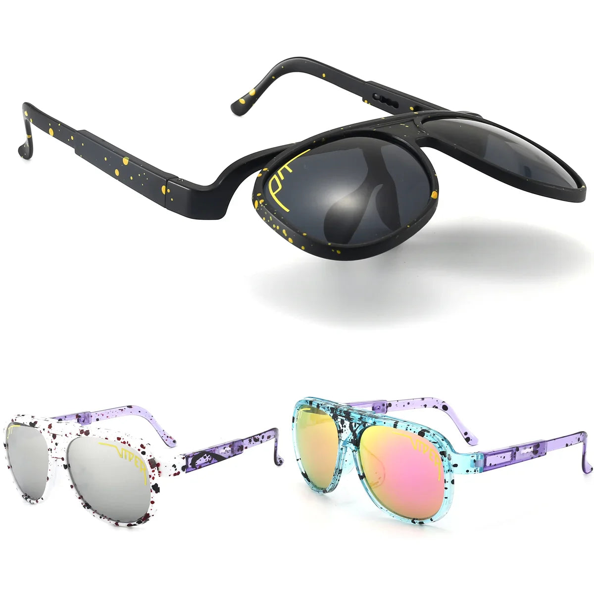 Retro Flip-Up Pit Viper Cycling Sunglasses — UV400 Vintage Steampunk Eyewear for Men & Women