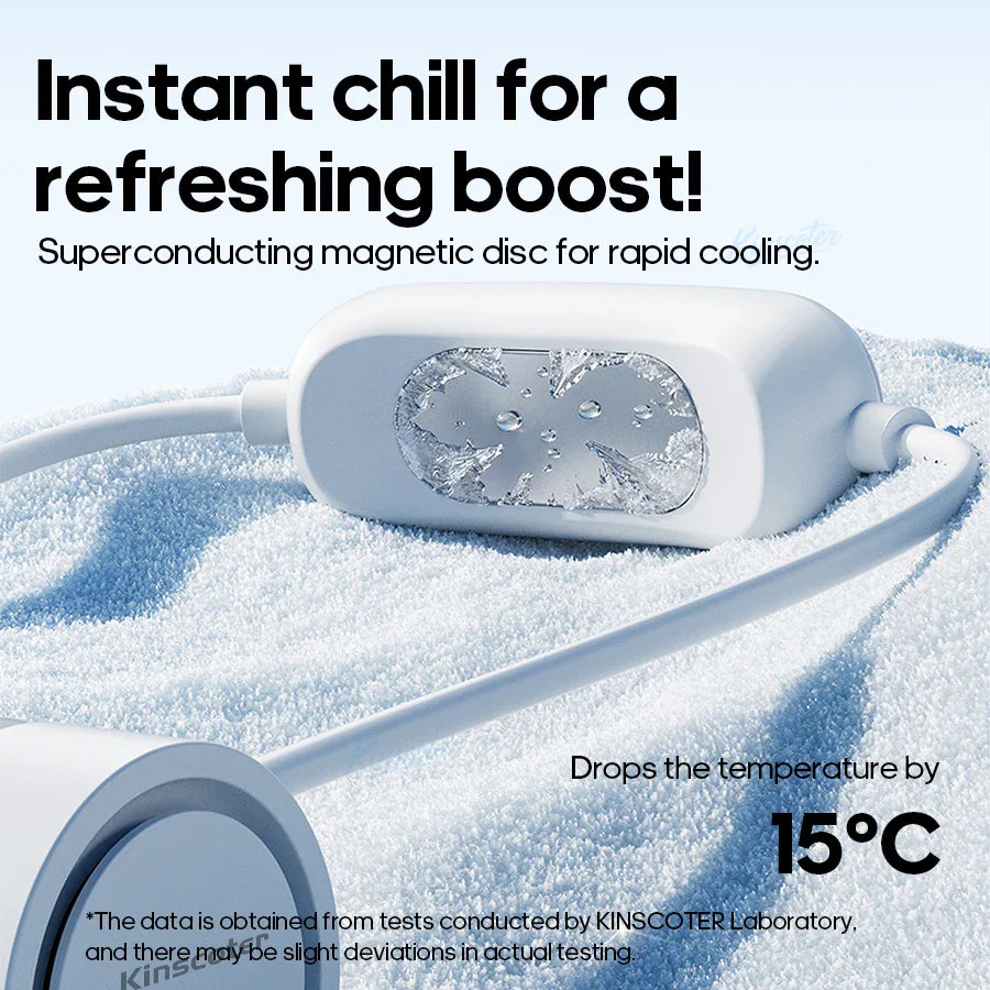Portable Personal Neck Fan – 3-Speed Cooling with Cold Compress, Dual 800mAh Battery Mini Electric Fan for Outdoor Travel & Sports