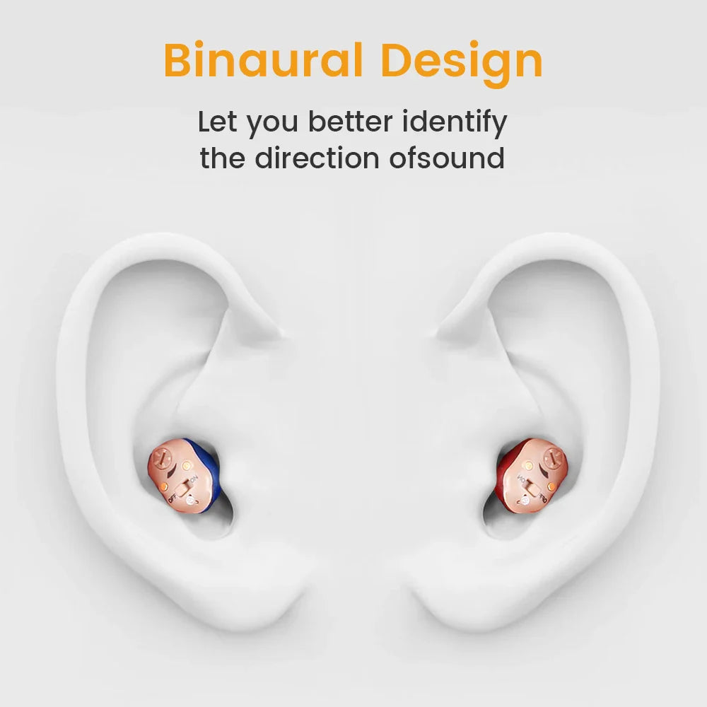 Rechargeable Invisible Hearing Aids for Elderly – Mini Wireless ITE Sound Amplifier Listening Device